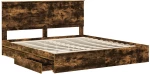 vidaXL Κρεβάτι Αποθήκης Καπνιστό Δρύς 180 x 200 cm Επεξεργασμένο ξύλο
