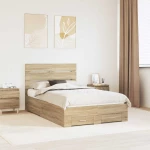 vidaXL Σκελετός Κρεβατιού Δρύς Sonoma 135 x 190 cm Επεξεργασμένο ξύλο