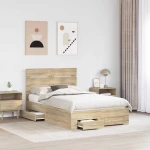 vidaXL Σκελετός Κρεβατιού Δρύς Sonoma 135 x 190 cm Επεξεργασμένο ξύλο