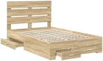 vidaXL Σκελετός Κρεβατιού Δρύς Sonoma 135 x 190 cm Επεξεργασμένο ξύλο