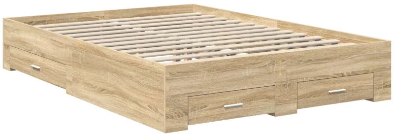 vidaXL Σκελετός Κρεβατιού Δρύς Sonoma 135 x 190 cm Επεξεργασμένο ξύλο