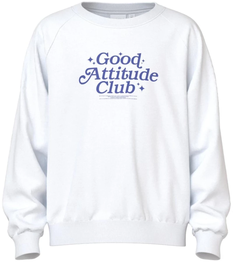 Μπλούζα φούτερ εποχιακό κορίτσι Name It "Good Attitude Club" λευκό