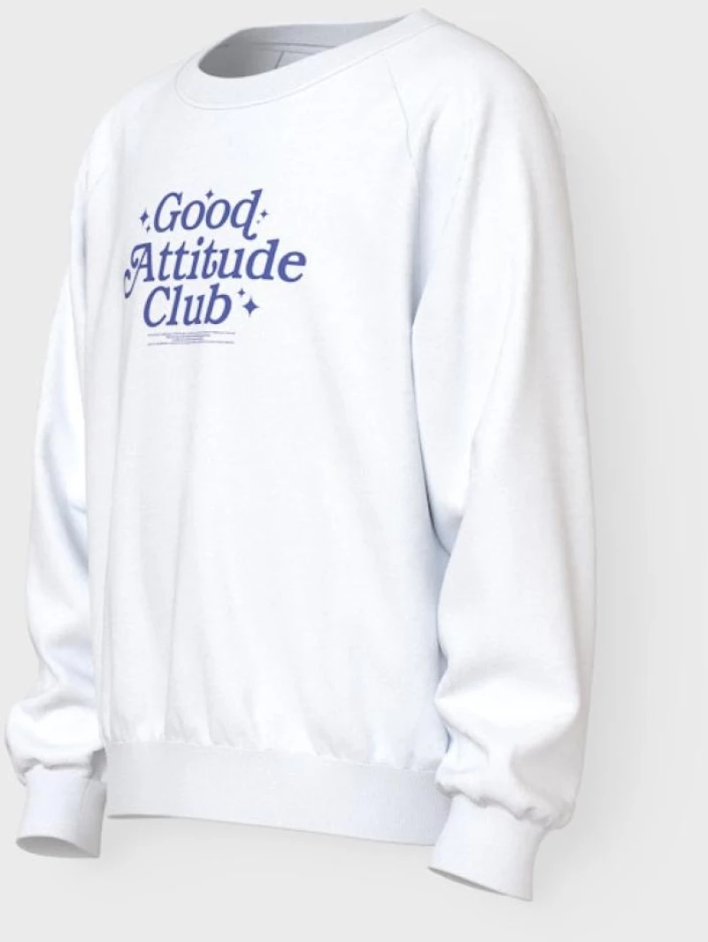 Μπλούζα φούτερ εποχιακό κορίτσι Name It "Good Attitude Club" λευκό