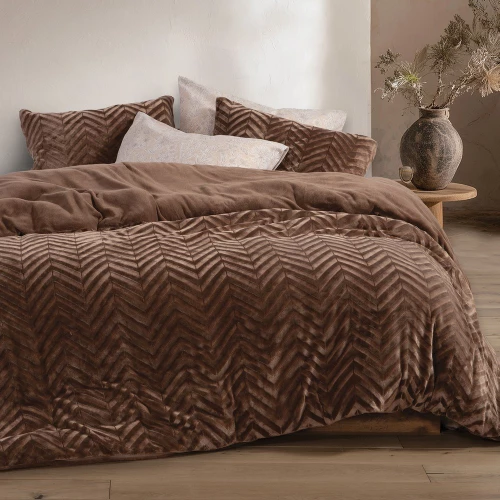 Παπλωματοθήκη Fleece Carmen (Σετ 2τμχ) Mocca Nef-Nef Homeware Μονό 160x220cm Πολυέστερ