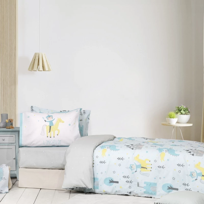 Σεντόνια Παιδικά Lancelot (Σετ 3τμχ) Blue-Yellow Nima Μονό 100% Βαμβάκι