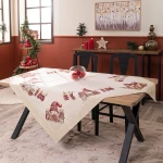 Τραπεζοκαρέ Χριστουγεννιάτικο Velbert Beige-Red Teoran 140 X140