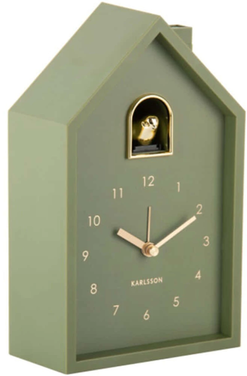 Ρολόι Επιτραπέζιο - Ξυπνητήρι Modern Cuckoo Oro KA6077GR 11,5x6x20cm Luxury Green Karlsson ABS