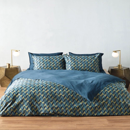 Σεντόνια Zahos 01 (Σετ 4τμχ) Blue-Green Kentia King Size 270x270cm 100% Βαμβακοσατέν