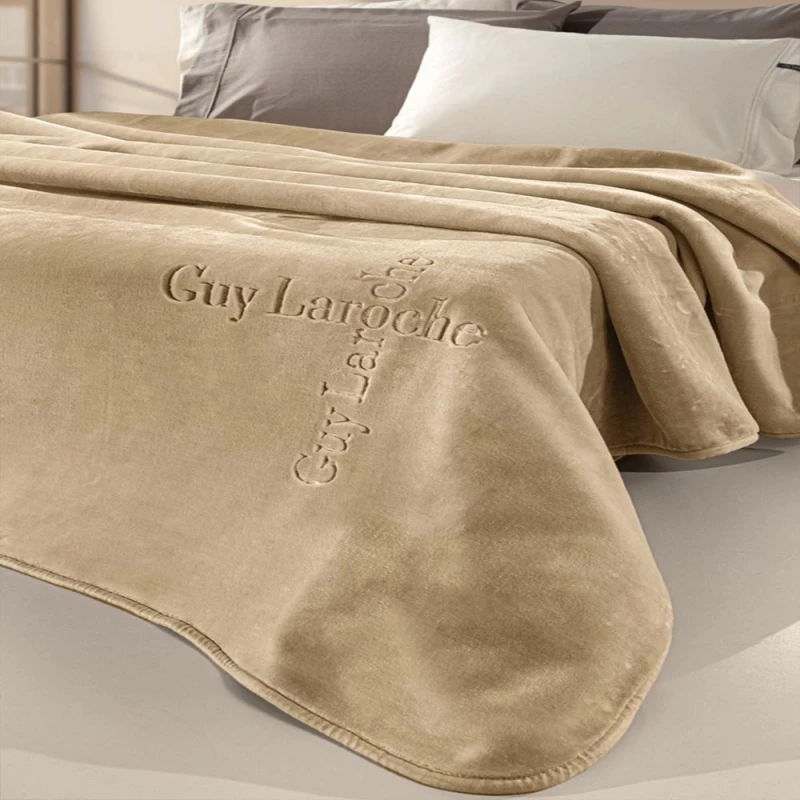 Κουβέρτα Βελουτέ Logo Almond Guy Laroche Μονό 160x220cm Πολυέστερ