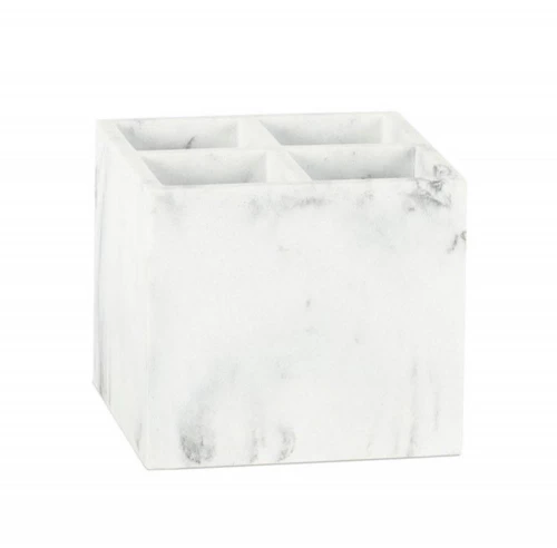 Βάση Οργάνωσης 4 Θέσεων Τετράγωνη Marble Effect AH-AX23015 13x13x12cm White Andrea House Πολυρεσίνη