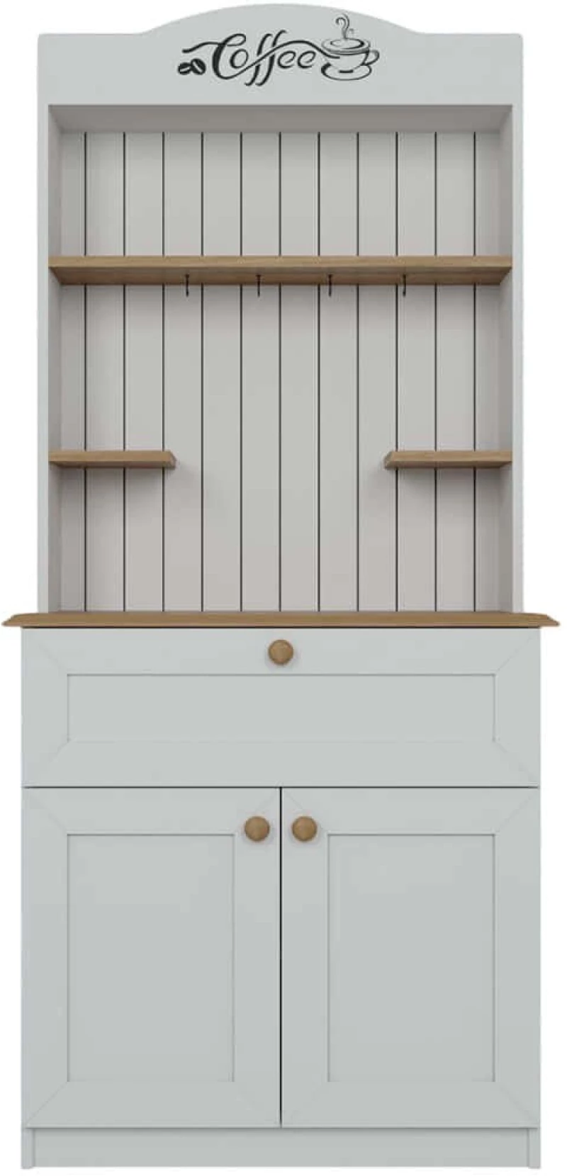 Ντουλάπι Κουζίνας Lucas 350MWD1211 80x42x180cm Oak-White Μοριοσανίδα, Μελαμίνη