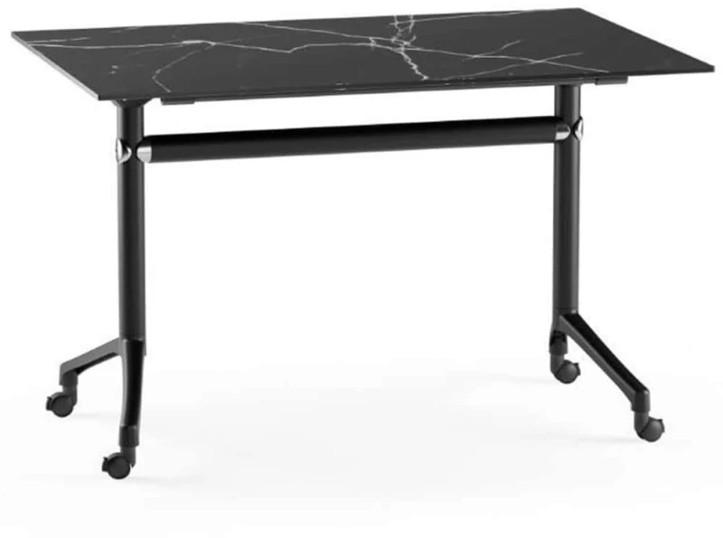Τραπέζι Αναδιπλούμενο Snap 532TLA1301 120x48x69cm Marble Effect Black Laminate,Πλαστικό