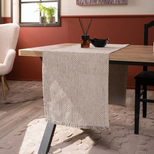 Τραβέρσα Richmond 02 Beige Teoran 45X180 Βαμβάκι-Πολυέστερ