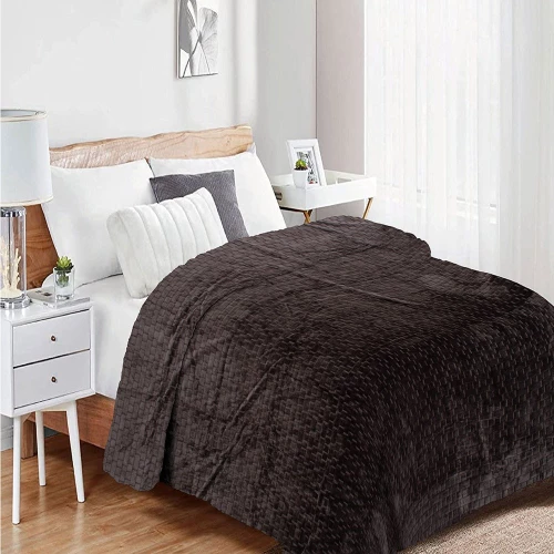 Κουβέρτα Coral Fleece Jacquard Brick 08 Grey-Black DimCol Μονό 160x220cm Πολυέστερ