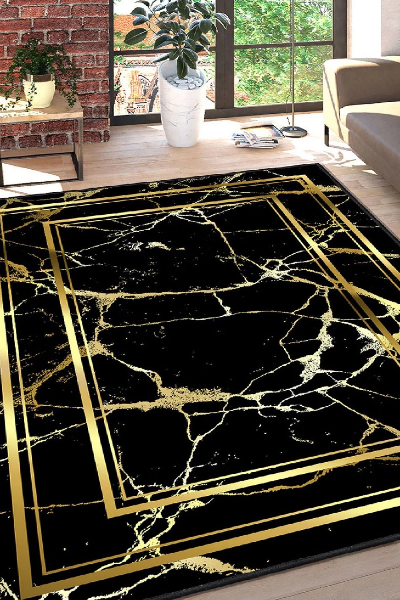 Χαλί Els2417 599HFT4485 Black-Gold Conceptum Hypnose 80X150cm