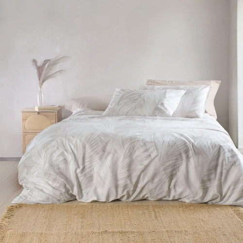 Παπλωματοθήκη Palm (Σετ 2τμχ) Ecru-Beige Ρυθμός Ημίδιπλο 160x250cm 100% Βαμβάκι