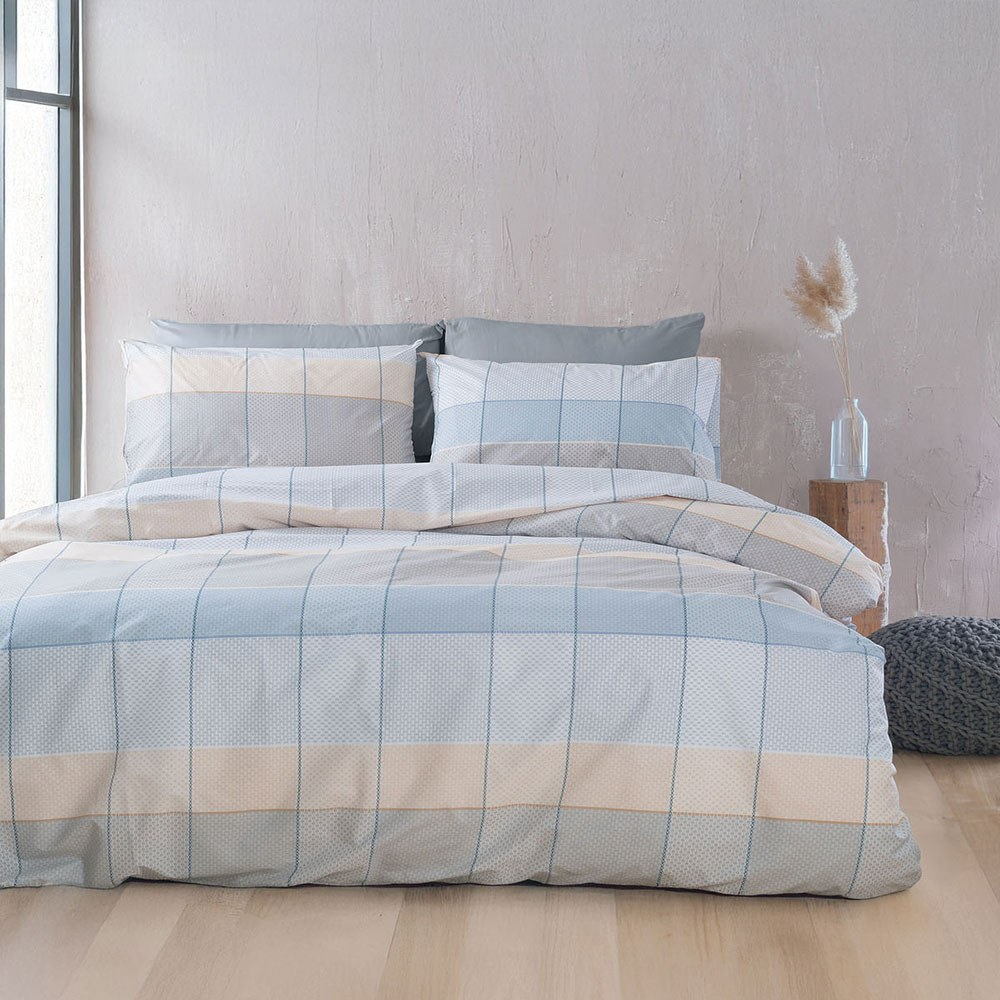 Κουβερλί Colette (Σετ 2τμχ) Grey-Light Blue Ρυθμός Ημίδιπλο 160x240cm Βαμβάκι-Πολυέστερ