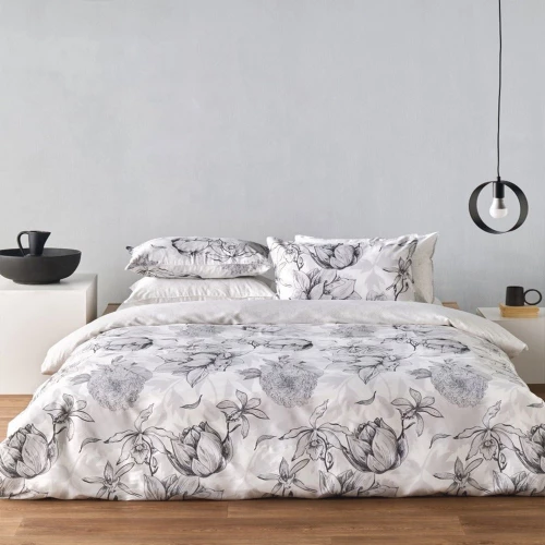 Σεντόνια Onirico (Σετ 4τμχ) White-Black Kentia King Size 270x270cm 100% Βαμβακοσατέν