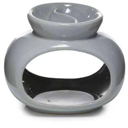 Διπλός Αρωματιστής για Αιθέρια Έλαια & Wax Melt Οβάλ Γκρι 16cm