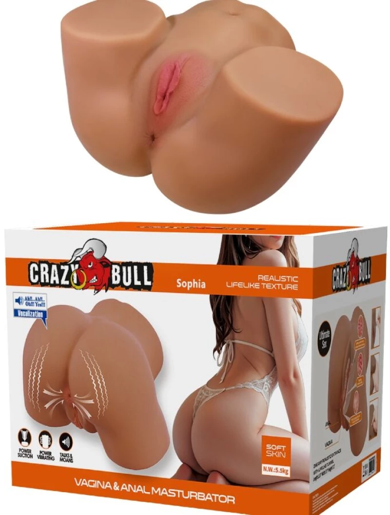 CRAZY BULL - GERIANN REALISTIC FEMALE BUTT VIBRATOR AND SUCKER WITH SOUND 5.5 KG