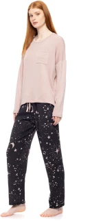 Γυναικεία Πυτζάμα Pink Label - NIGHT SKY print - Dusty Pink - Viscose - Regular Fit