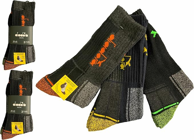 Ανδρικές Κάλτσες Diadora - Μαύρες - Logo - 3 Pack Multicolor - Cotton