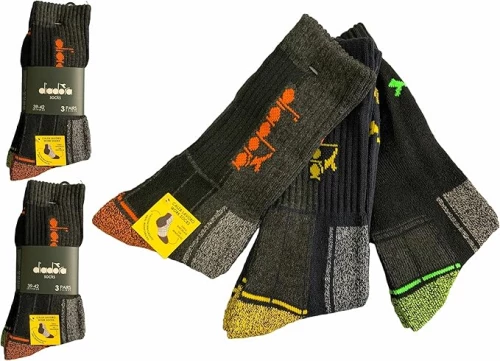 Ανδρικές Κάλτσες Diadora - Μαύρες - Logo - 3 Pack Multicolor - Cotton