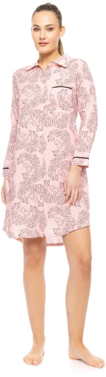 Γυναικείο Νυχτικό Pink Label - Σεμιζιέ - Ροζ Leopard - Regular Fit - Cotton