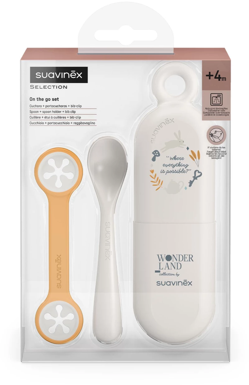 Suavinex Θήκη Με Κουτάλι & Πιάστρα Σιαλάρας +4μ White BR79157