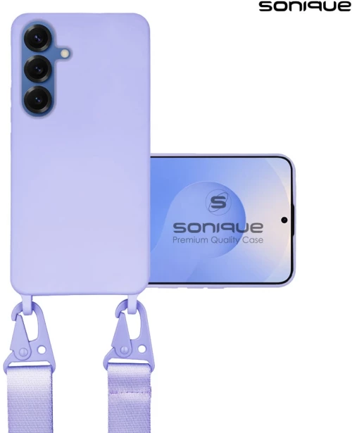 Θήκη Σιλικόνης με Strap CarryHang Sonique Samsung Galaxy S25 Plus Λιλά