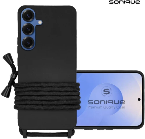 Θήκη Σιλικόνης με Κορδόνι CarryHang Sonique Samsung Galaxy S25 Μαύρο