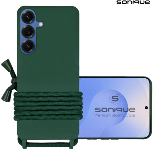 Θήκη Σιλικόνης με Κορδόνι CarryHang Sonique Samsung Galaxy S25 Plus Πράσινο Σκούρο