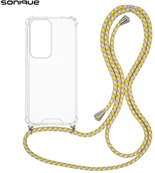 Θήκη Σιλικόνης με Κορδόνι Sonique Armor Clear Oppo Reno12 Pro 5G Rainbow Κίτρινο