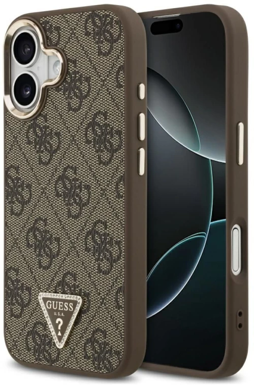 Guess Case For Iphone 17 Compatible With Magsafe Guhmp17Sp4Gtdgmw (4G Pu W/ Triangle Logo) Gold Brown