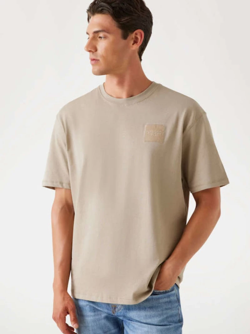 Guess ανδρικό βαμβακερό t-shirt oversized fit μπεζ M5YI27KCCM1-G9I0