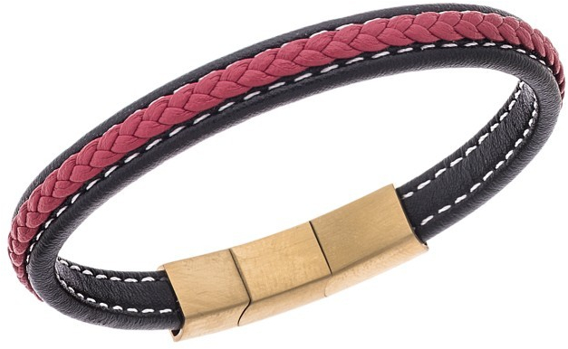 Βραχιόλι Senza Men`s Steel Black  και  Red Leather Strap SSD4258-1GRD