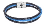 Βραχιόλι Senza Men`s Steel Black  και  Blue Leather Strap SSD4998-1