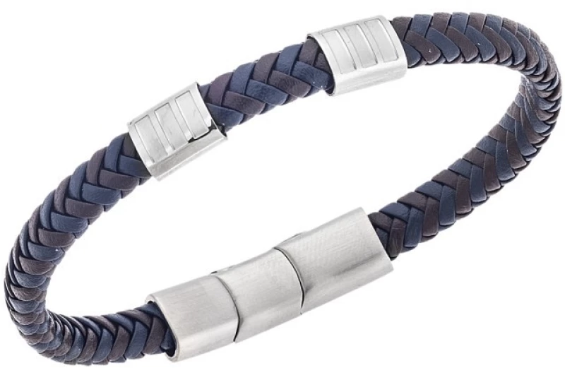 Βραχιόλι Senza Men`s Steel Blue  και  Brown Leather Strap SSD5608SBNBL