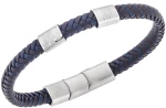 Βραχιόλι Senza Men`s Steel Blue  και  Brown Leather Strap SSD5608SBNBL