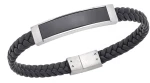 Βραχιόλι Senza Men`s Silver Stainless Steel With Black Leather SSD5755SBK