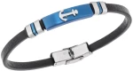 Βραχιόλι Senza Men`s Steel, Black Leather Strap With Anchor SSD5765SBL