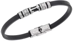 Βραχιόλι Senza Men`s Steel, Black Leather Strap With Silver Anchor SSD5768SR