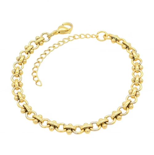 Ατσάλινο Βραχιόλι Χρυσό με Μπάλες – Εντυπωσιακή Αλυσίδα (B3467)