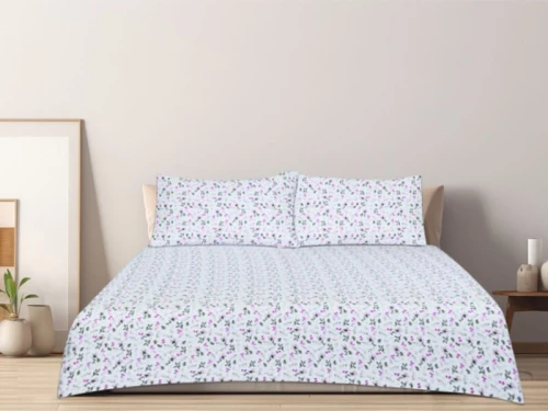 Σετ Σεντόνια Φανελένια Εμπριμέ Anemone 100% Βαμβακερά Γαρύφαλλο