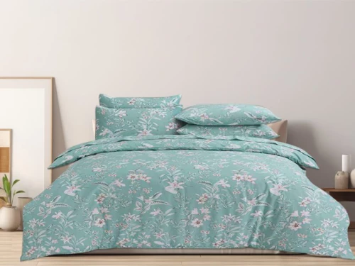 Σετ Σεντόνια Φανελένια Floral in Bloom Εμπριμέ 100% Βαμβακερά Γαρύφαλλο - 200x260, 160x200+32