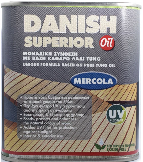 Mercola Danish Oil 5765 Σύνθεση με λαδι Tung για προστασία του ξύλου 500ml