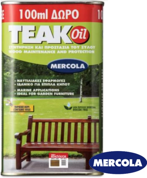 Mercola Teak Oil Συντηρηση και προστασία του Ξύλου με Κερί 1ltl 5690 Χρώμα Teak