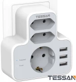 Tessan TS-327 Πολύμπριζο τοιχου με Schuko Euro και USB θύρες