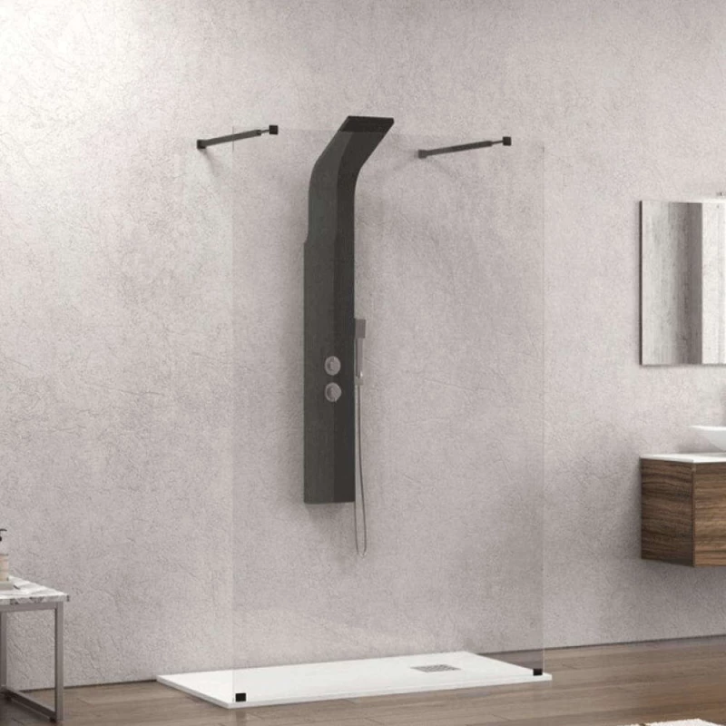 Πάνελ Ντουζιέρας Σταθερό Walkin 3 WAL3N138 Clear-Black Karag 138X200 Αλουμίνιο
