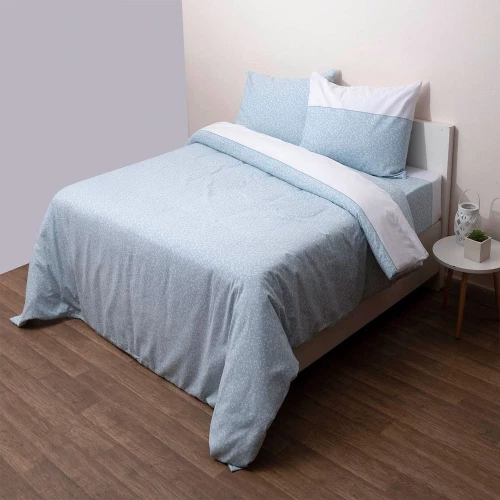 Σεντόνια 2557 Φανελένια (Σετ 3τμχ) Blue Viopros Μονό 165x275cm 100% Βαμβακερή Φανέλα